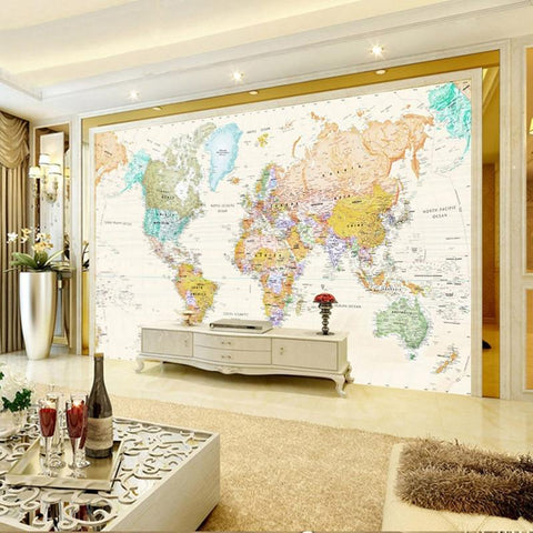 Image of World Map Wallpaper Mural, Custom Sizes Available Maughon's