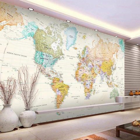 Image of World Map Wallpaper Mural, Custom Sizes Available Maughon's