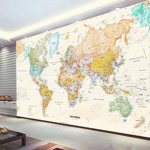 Image of World Map Wallpaper Mural, Custom Sizes Available Maughon's