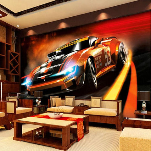Image of Yellow Sport Car Wallpaper Mural, Custom Sizes Available Maughon's