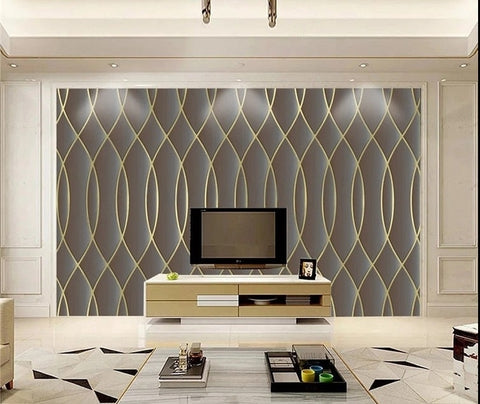 Image of Golden Lines On Gray Background Wallpaper Mural, Custom Sizes Available