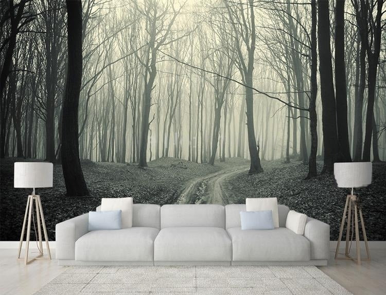 Mural de papel pintado con bosque neblinoso, tamaños personalizados disponibles