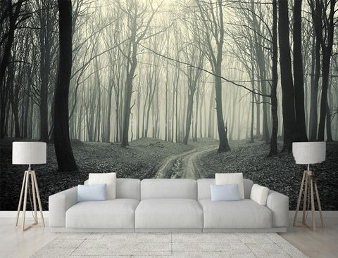 Image of Mural de papel pintado con bosque neblinoso, tamaños personalizados disponibles