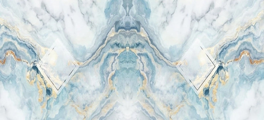 Blue and Gold Marble Wallpaper Mural, Custom Sizes Available