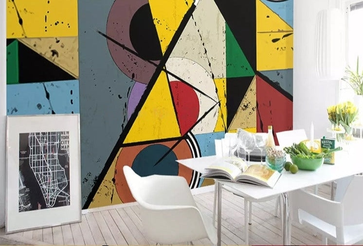 Geometric Abstract Shapes Wallpaper Mural, Custom Sizes Available