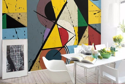 Image of Geometric Abstract Shapes Wallpaper Mural, Custom Sizes Available