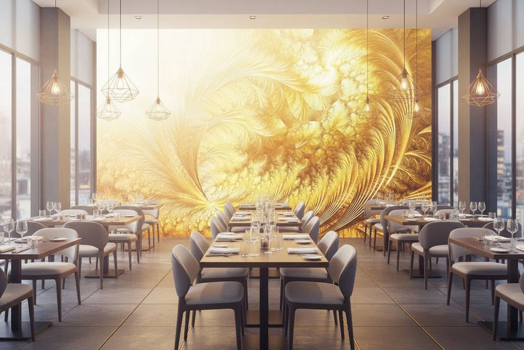 Golden Abstract Aura Background Wallpaper Mural, Custom Sizes Available