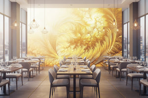 Golden Abstract Aura Background Wallpaper Mural, Custom Sizes Available
