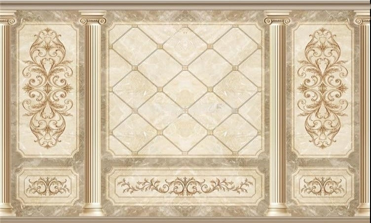 Ornate European Panel Wallpaper Mural, Custom Sizes Available