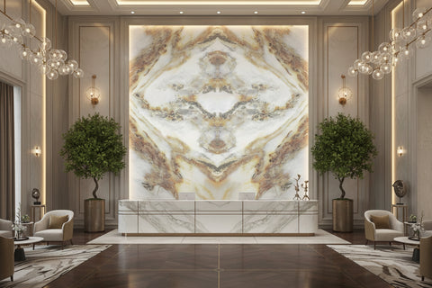 Image of Awesome Eagle Formation Butterflied Marble Wallpaper Mural, Custom Sizes Available