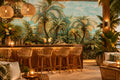 Tropical Palms Wallpaper Mural, Custom Sizes Available