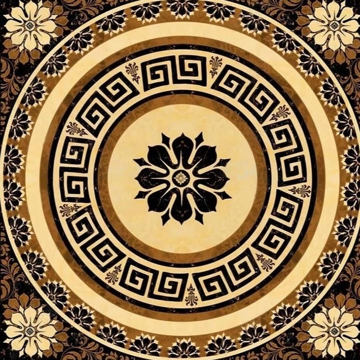 Tan and Brown Medallion Self Adhesive Floor Mural, Custom Sizes Available