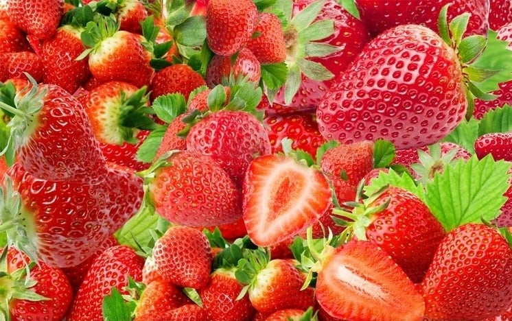Fresh Strawberries Wallpaper Mural, Custom Sizes Available
