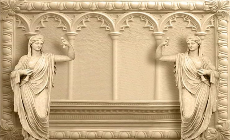 3D Greco-Roman Sculpture Wallpaper Mural, Custom Sizes Available