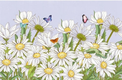 Image of Daisies and Butterflies Wallpaper Mural, Custom Sizes Available