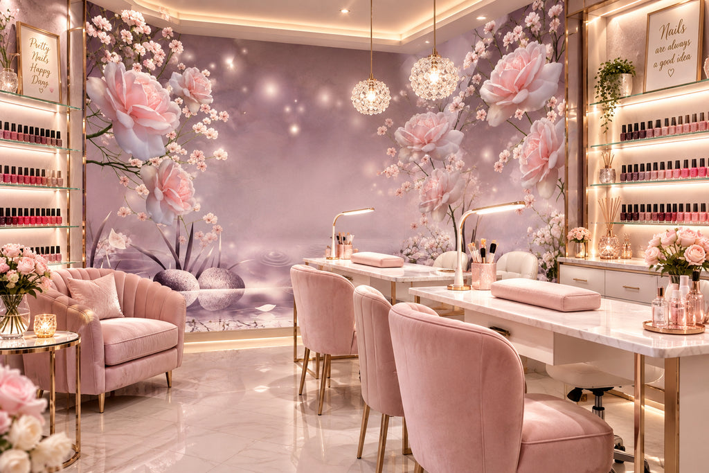 Enchanting Pink Spray Roses Wallpaper Mural, Custom Sizes Available