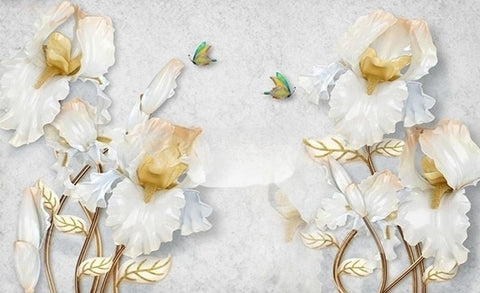 Image of Lovely White Bearded Iris Wallpaper Mural, Custom Sizes Available
