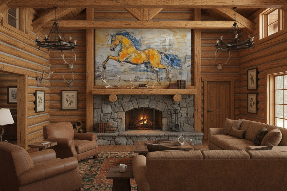 Regal Abstract Galloping Horse Wallpaper Mural, Custom Sizes Available