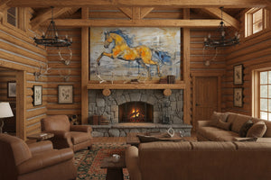 Regal Abstract Galloping Horse Wallpaper Mural, Custom Sizes Available