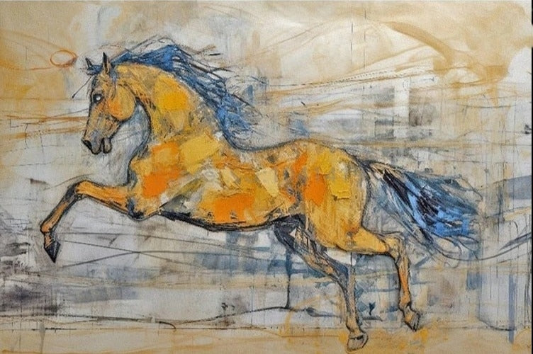 Regal Abstract Galloping Horse Wallpaper Mural, Custom Sizes Available