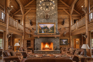 Idyllic Cabin On a River Wallpaper Mural, Custom Sizes Available