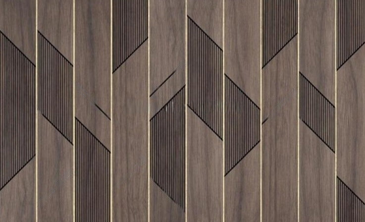 Geometric Wooden Plank Lines Abstract Wallpaper Mural, Custom Sizes Available