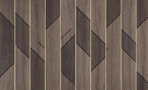 Image of Geometric Wooden Plank Lines Abstract Wallpaper Mural, Custom Sizes Available