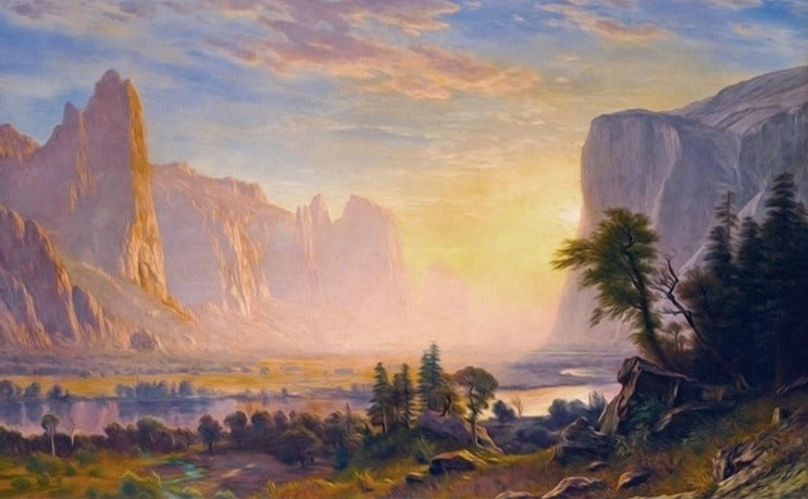 Majestic Landscape Oil Painting Wallpaper Mural, Custom Sizes Available