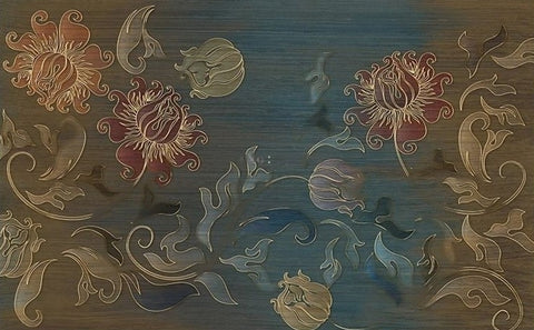 Image of Elegant European Floral Design Wallpaper Mural, Custom Sizes Available