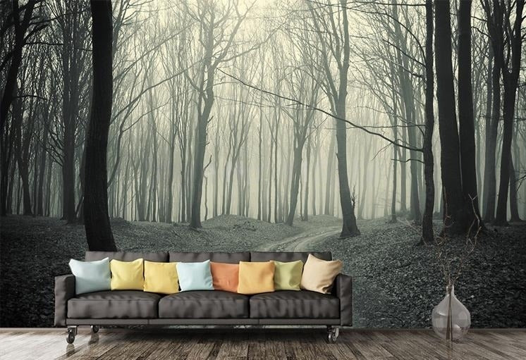 Mural de papel pintado con bosque neblinoso, tamaños personalizados disponibles