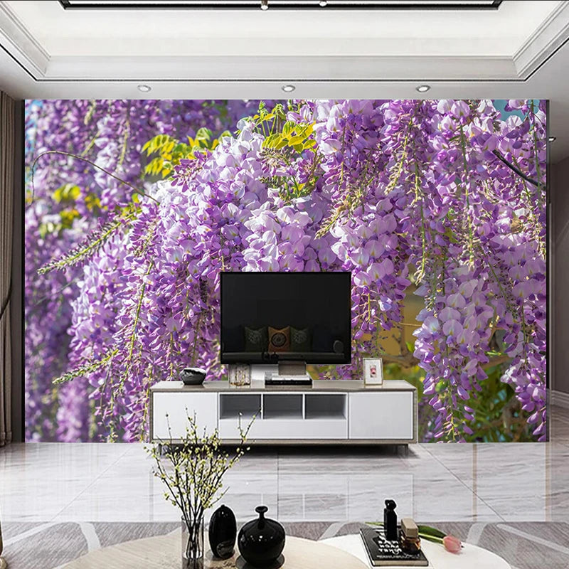 Exquisite Wisteria Blossoms Wallpaper Mural, Custom Sizes Available