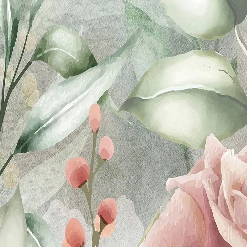 Lovely Hand-Painted Watercolor Wildflowers Wallpaper Mural, Custom Sizes Available