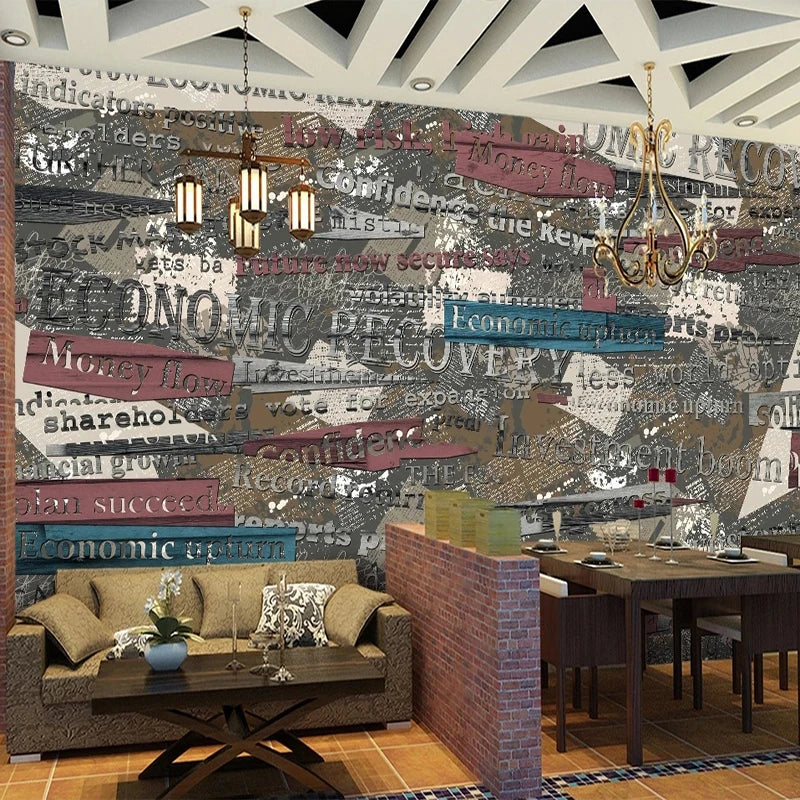 Nostalgic Retro Wall Graffiti Wallpaper Mural, Custom Sizes Available