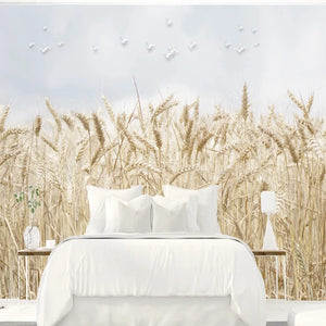 Golden Wheat Fields Wallpaper Mural, Custom Sizes Available