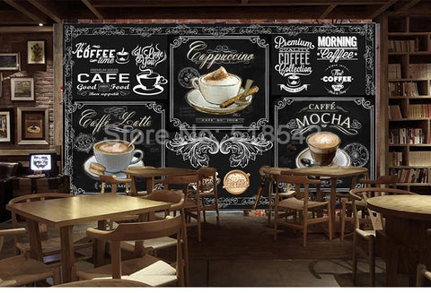 Image of Retro Coffee Shop Design Wall Mural, Custom Sizes Available, Free shipping