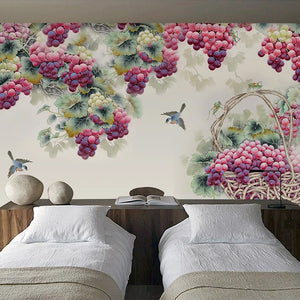 Beautiful Clusters of Red Grapes Wallpaper Mural, Custom Sizes Available