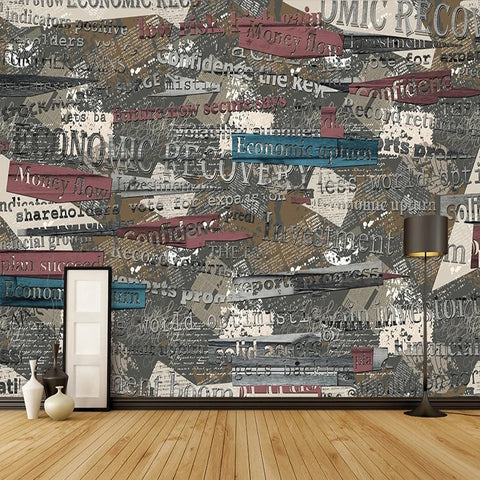 Image of Nostalgic Retro Wall Graffiti Wallpaper Mural, Custom Sizes Available