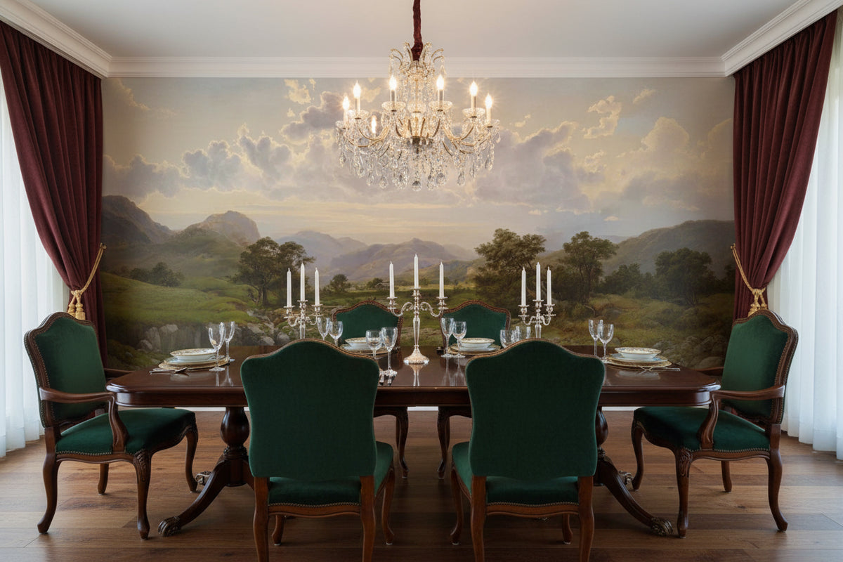 Exquisite Landscape Painting Wallpaper Mural, Custom Sizes Available
