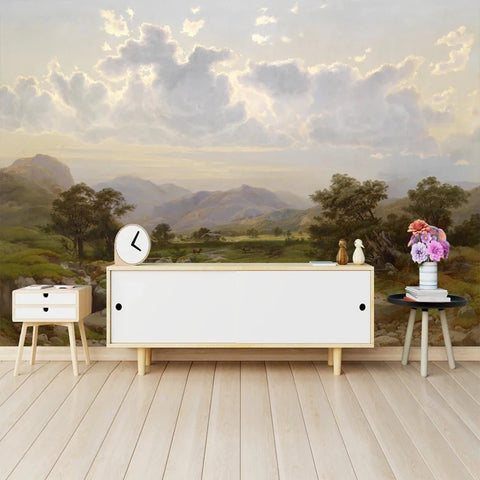 Image of Exquisite Landscape Painting Wallpaper Mural, Custom Sizes Available