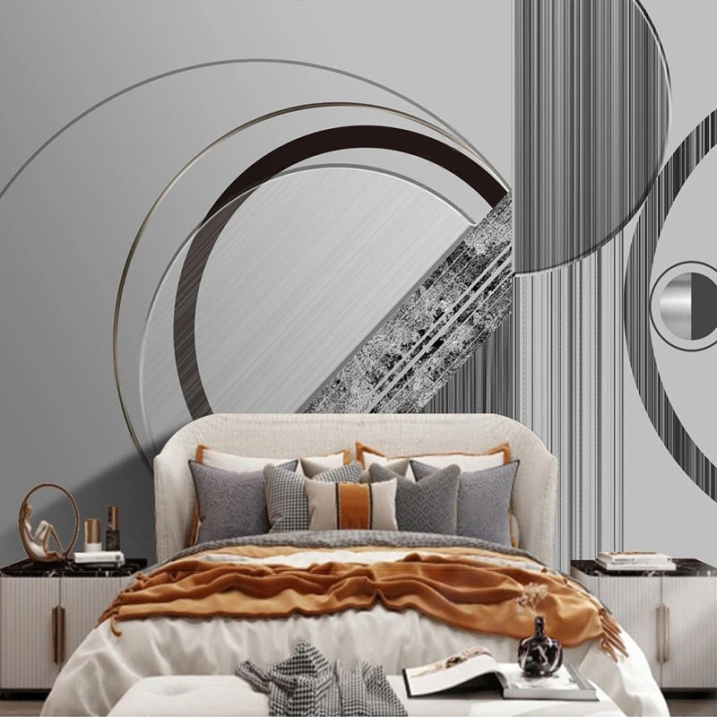 Abstract Black, Grey, White Background Geometric Shapes Wallpaper Mural, Custom Sizes Available