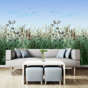 Beautiful Wildflower Field Wallpaper Mural, Custom Sizes Available