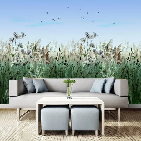 Image of Beautiful Wildflower Field Wallpaper Mural, Custom Sizes Available