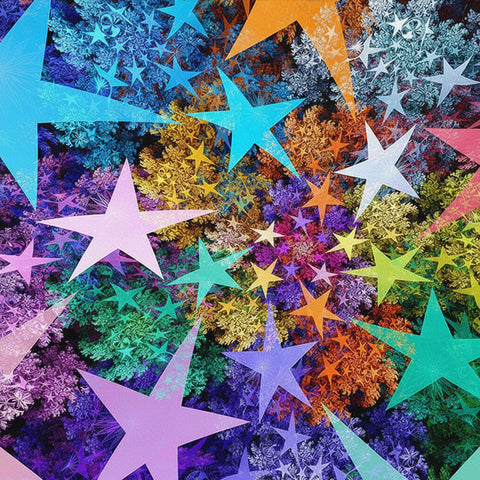 Image of Colorful Star Burst Wallpaper Mural, Custom Sizes Available