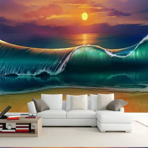 Awesome Wave Painting Wallpaper Mural , Custom Sizes Available