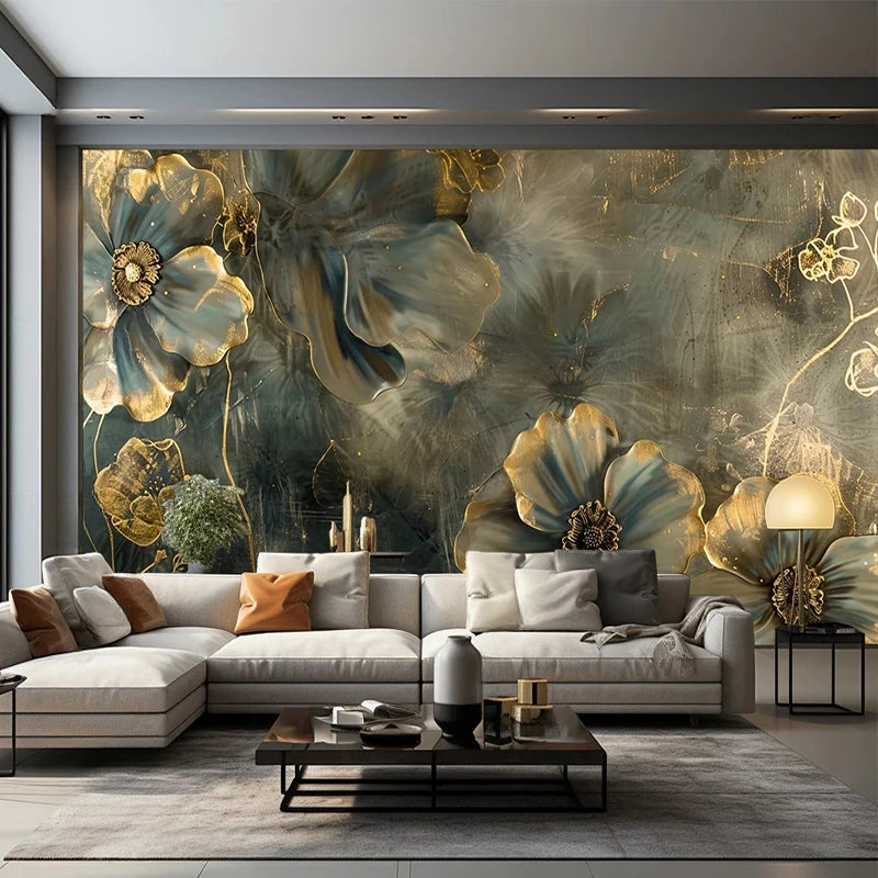 Beautiful Gold Tipped Magnolia Blossoms Wallpaper Mural, Custom Sizes Available