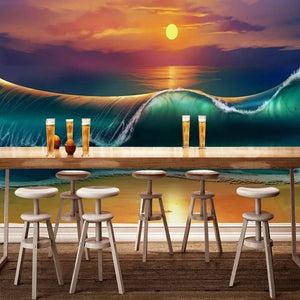 Awesome Wave Painting Wallpaper Mural , Custom Sizes Available