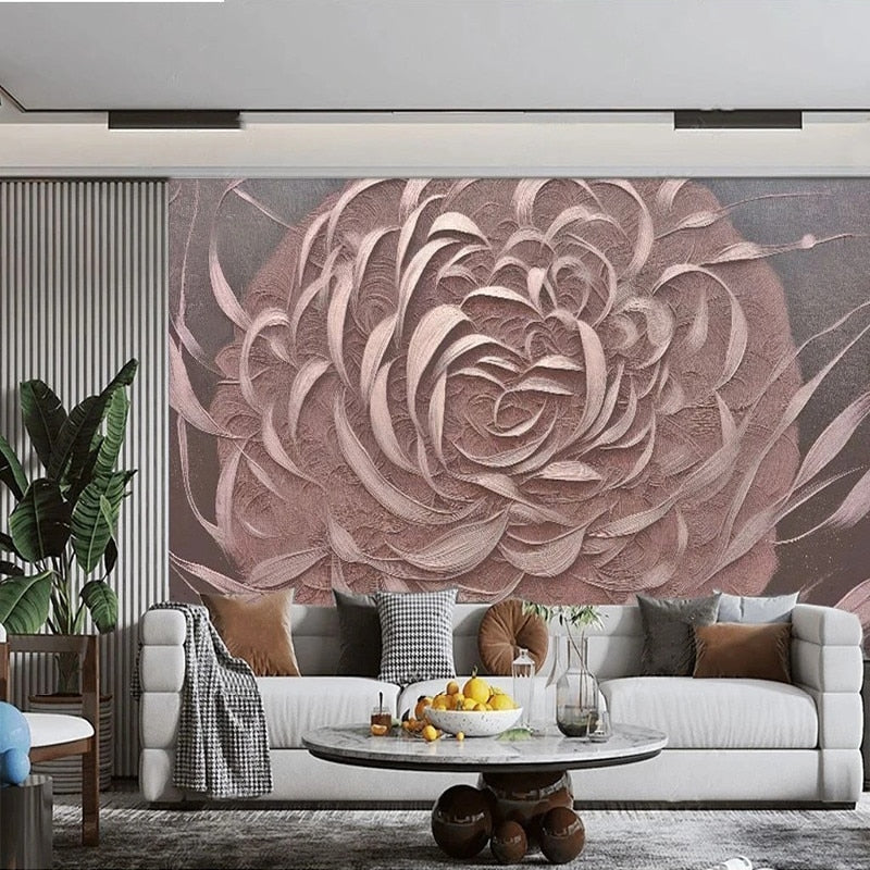 Abstract Mauve/Gray Blossom Wallpaper Mural, Custom Sizes Available