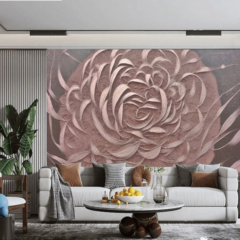 Image of Abstract Mauve/Gray Blossom Wallpaper Mural, Custom Sizes Available