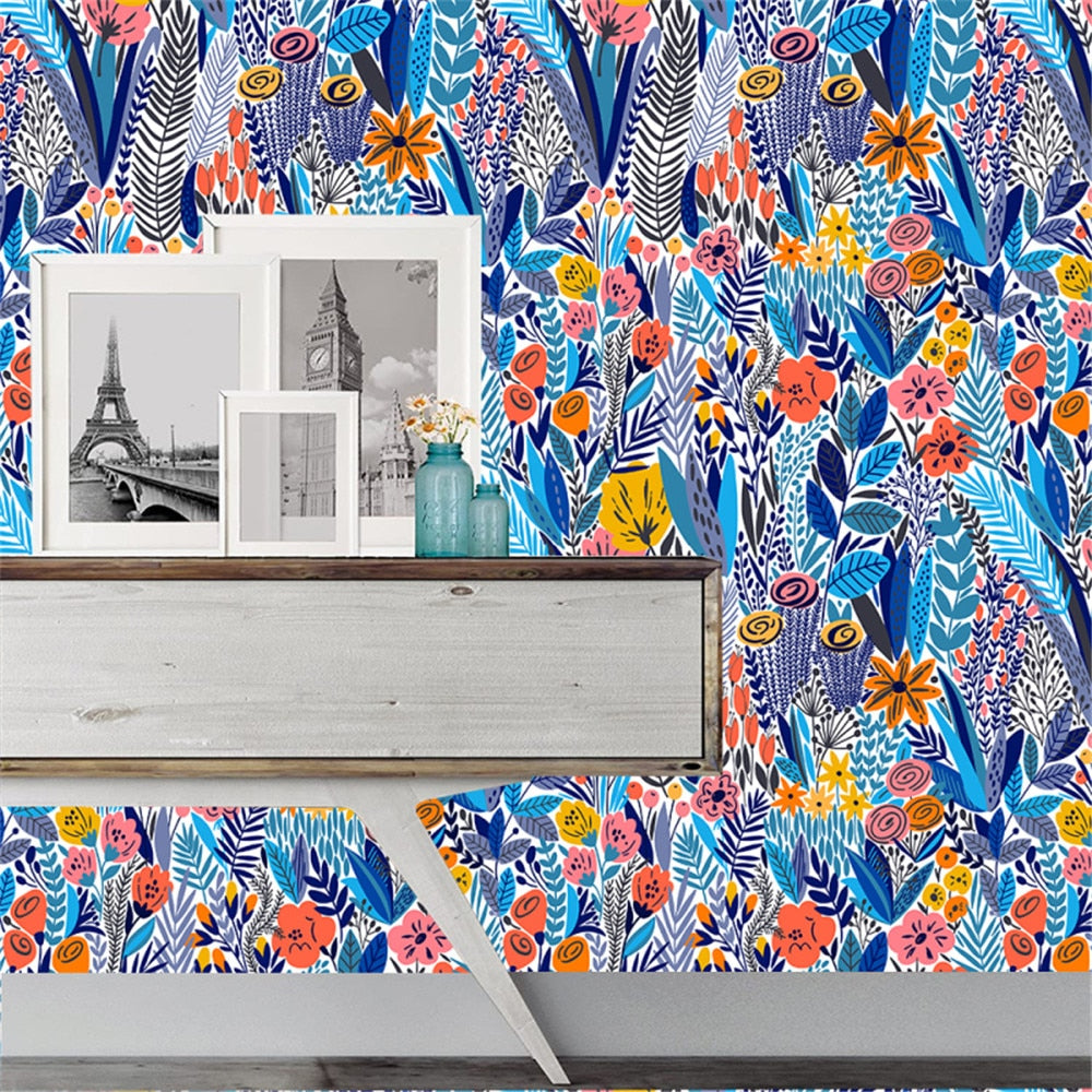 Colorful and Fun Nature Inspired Wallpaper Mural, Custom Sizes Available