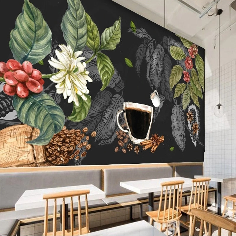 Awesome Coffee Shop Background Wallpaper Mural, Custom Sizes Available